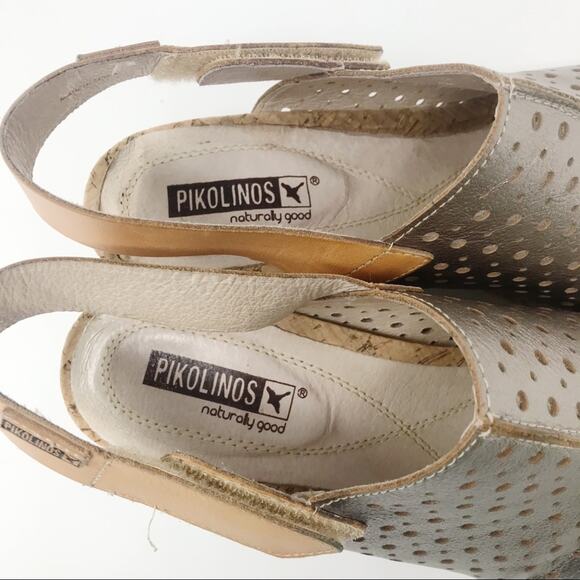 Pikolinos Bali Metallic Wedge Laser Cut Leather Open Toe Sandals Shoes 40 9.5 - Picture 8 of 15